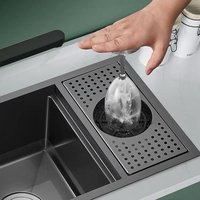 Évier de cuisine intelligent multifonction numérique en acier inoxydable SUS 304 avec cascade et technologie Nano