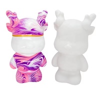 Nouveau bricolage peinture fluide Animal ours lapin chanceux Dragon blanc peint à la main décoration de la maison poupée jouet Statue dépôt peut cadeau fait main