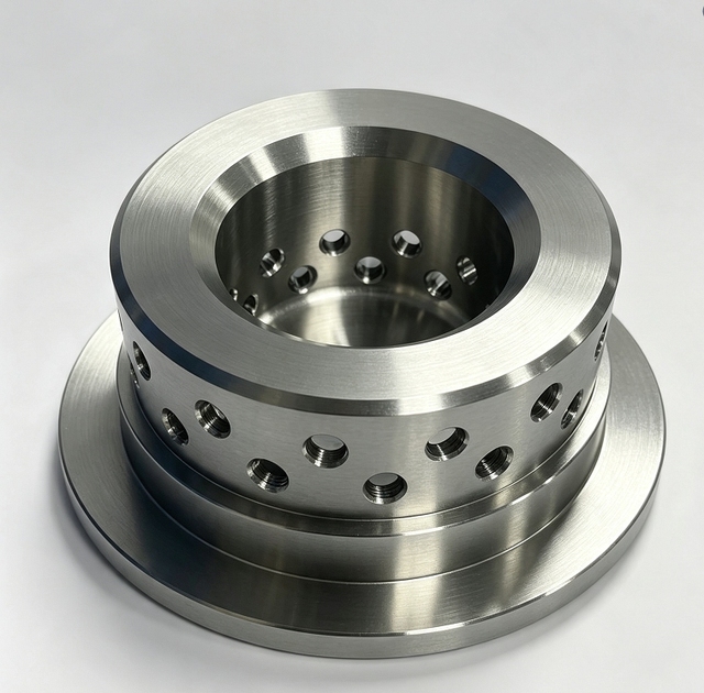 OEM Custom CNC Machined Porous Stainless Steel Flange Housing Precision Turning Milling Perforated Cylinder Steel Parts