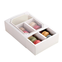 Boîte à macarons de mariage avec traitement de surface mate douce, logo personnalisé en relief