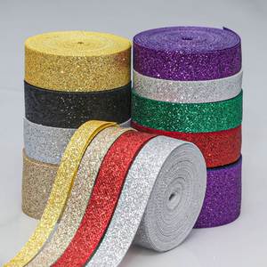 Ruban en polyester pailleté personnalisé, simple face, 2/2,5 cm, 10 yards, pour la décoration de la maison et l'emballage de cadeaux - Product Image 1