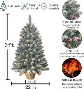 Petit sapin de Noël artificiel blanc en PE et PVC de 45/60/90 cm avec lumières et décorations - Product Image 2