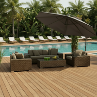 Ensemble de mobilier d'extérieur moderne en rotin synthétique tressé double plat, résistant aux intempéries, fait main, écologique, pour villas, jardins et parcs
