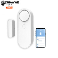 SHAWWETECH Tuya WiFi Capteur de contact magnétique pour porte et fenêtre, étanche en ABS, alarme antivol, alerte via application, volume réglable, portée facile 10-20m
