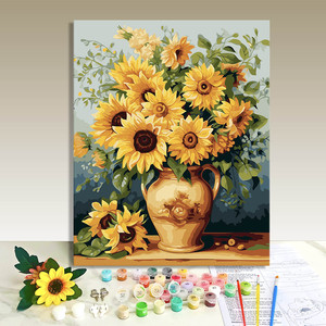 Paint By Numbers <b>Canvas</b> Art Kit Sunflower Bouquet Digital Printing Rectangle DIY Handmade Flower Scene - Product Image 1