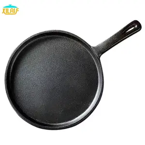 Koekenpan Non-Stick Koekenpan Dunne Pannenkoekenpan Pizza Schotel Pan Geheel Gietijzer Minimalistisch Accepteren Aangepast Logo Één Houten Handvat