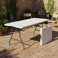 Tables d'extérieur, table pliante rectangulaire, table pliante portable avec mobilier d'extérieur