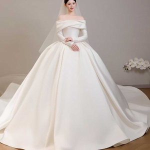 Lsjj127 Robe de mariée moderne en dentelle royale, style princesse, en satin européen, avec traîne courte, pour la mère de la mariée - Product Image 6