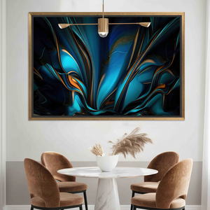 Modern Abstract Blue and Orange <b>Canvas</b> Art: Vibrant <b>Wall</b> Decor Print,GOLD FRAMED <b>CANVAS</b> - Product Image 3