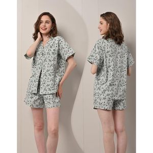 Pijamas de algodón de 2 piezas para mujer, manga larga, con botones, transpirables, ropa de dormir tejida, ropa de estar por casa, ropa de dormir para mujer - Product Image 2