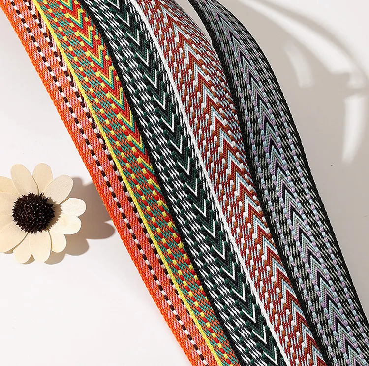 38mm Colorful Thick Jacquard Web Polyester Webbing Strap Garment Accessories