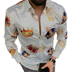 Luxury Printed Men Spring Long Sleeve Slim Casual Streetwear Social <strong>Party</strong> Clothes Fashion Long Sleeve Collar <strong>Shirt</strong> Men - Product Image 4
