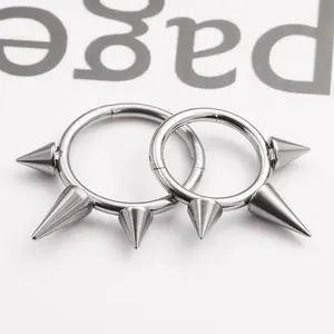 Rock Punk Medical Grade Titanium Spikes Anodized Nose Piercing Ring Body Jewelry