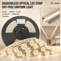 Bande LED sans ombre DC24V SMD2835 avec lentille optique, lumière linéaire sans points pour éclairage de plafond en profilé aluminium