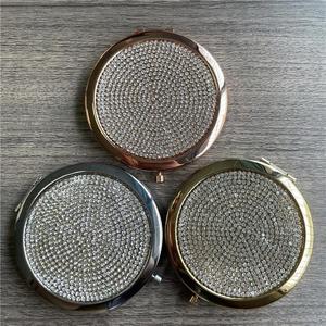 Miroir de maquillage en cristal de luxe, miroirs pliables ronds portables, miroir de poche or argent, idéal pour un cadeau personnalisé - Product Image 5