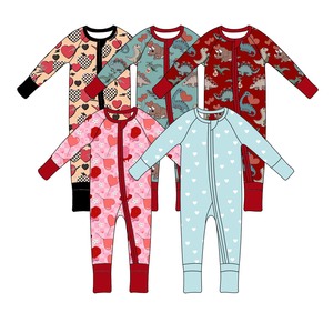 Yihui OEM/ODM op maat gemaakte fabriek, geen invoerrechten, bamboevezel gebreide baby rompers, casual print pyjama's, tweerichtingsrits, unisex voor de zomer - Product Image 3