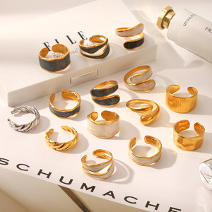 Wholesale Bulk Stainless Steel <b>Rings</b> Gold Plated Oil-drop Multi-style Heart <b>Open</b>-style Non-fading Fine <b>Rings</b> - Product Image 2