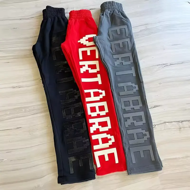 Toptan rhinestone ağır boy fransız geniş bacak pantolon yüksek kalite joggers flare sweatpants pantolonlar kargo