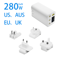 Adaptateur de Voyage Universel avec Ports USB-A Type C, Charge Rapide PPS pour Ordinateur Portable et Smartphone, Compatible Prises US/UK/EU/AUS, Matériau GaN