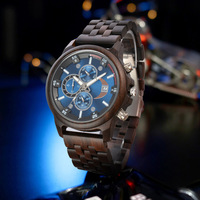 Montre-bracelet de luxe pour homme en bois de santal - Montre analogique à quartz pour affaires avec cadran en verre