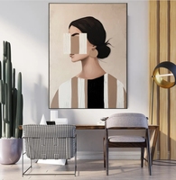Peinture sur toile haute résolution Femme Abstraite, texture moderne, pour salon et véranda