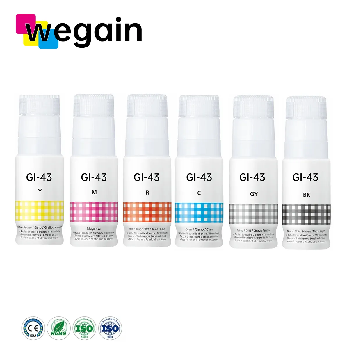 בקבוק פרימיום מילוי בתפזורת דיו צבע אוניברסלי GI-43 תואם למיכל דיו G570/G670