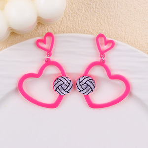 Pendientes <span class=keywords><strong>de</strong></span> San Valentín con Forma <span class=keywords><strong>de</strong></span> Corazón Fluorescente, <span class=keywords><strong>de</strong></span> Béisbol, Fútbol Americano, Baloncesto, <span class=keywords><strong>Voleibol</strong></span>, Rugby, Acrílicos - Product Image 5