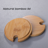 Juego de tarros de especias de vidrio hechos a mano con tapa de bambú y soporte para cuchara, sin BPA, de borosilicato, organizador de condimentos para cocina (sal, azúcar, pimienta)