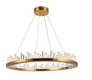 Toptan dükkanı parlaklık-Tasarım Altın metal Yuvarlak Kristal Avize Paslanmaz Çelik lamba Parlaklık LED Yemek Odası Oturma Odası Asılı Işıklar