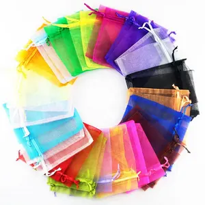 Hot selling 9x12CM Christmas color drawstring Organza Pouches Candy Pouch Jewelry organza gift bag