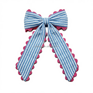 <span class=keywords><strong>Fiocco</strong></span> per Capelli Personalizzato con Coda Lunga e Volant a Quadri con Clip Stile <span class=keywords><strong>Fiocco</strong></span> in Tessuto con Coda Lunga e Bordo Arricciato Fermagli per Capelli per Ragazze - Product Image 2