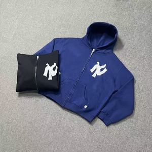 Men's <b>NY</b> Logo <b>Hoodie</b>, Oversized Zip Up Hooded Sweatshirt, Casual Streetwear Cotton Jacket, Loose Fit Winter Coat for Daily Wear - Product Image 5