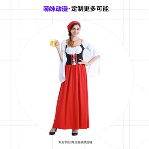 Women's <b>Beer</b> Festival Dress Red Long Maid Style Ethnic Fancy Costume Adult Size Polyester Fiber - Product Image 4