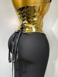 Completo Due Pezzi da Donna, Gonna Lunga Senza Spalline Dorata, Elegante Abito da Sera per Feste di Lusso, Compleanni e Club - Product Image 6