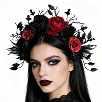 Mahkota Bunga Mawar Buatan Gaya Gothic Gelap untuk Pesta Pernikahan, Pesta Topeng, Cosplay, Aksesoris Rambut, Grosir Cina