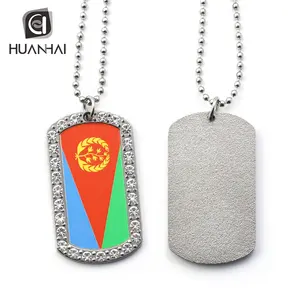 Tùy Chỉnh Quốc Kỳ In Ấn Logo Kim Cương Acrylic Đá Kim Loại Dog Tag