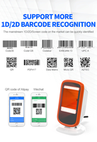 Lecteur de codes-barres 2D de bureau à détection automatique USB pour caisse de supermarché et système de paiement TPV GT-9207A