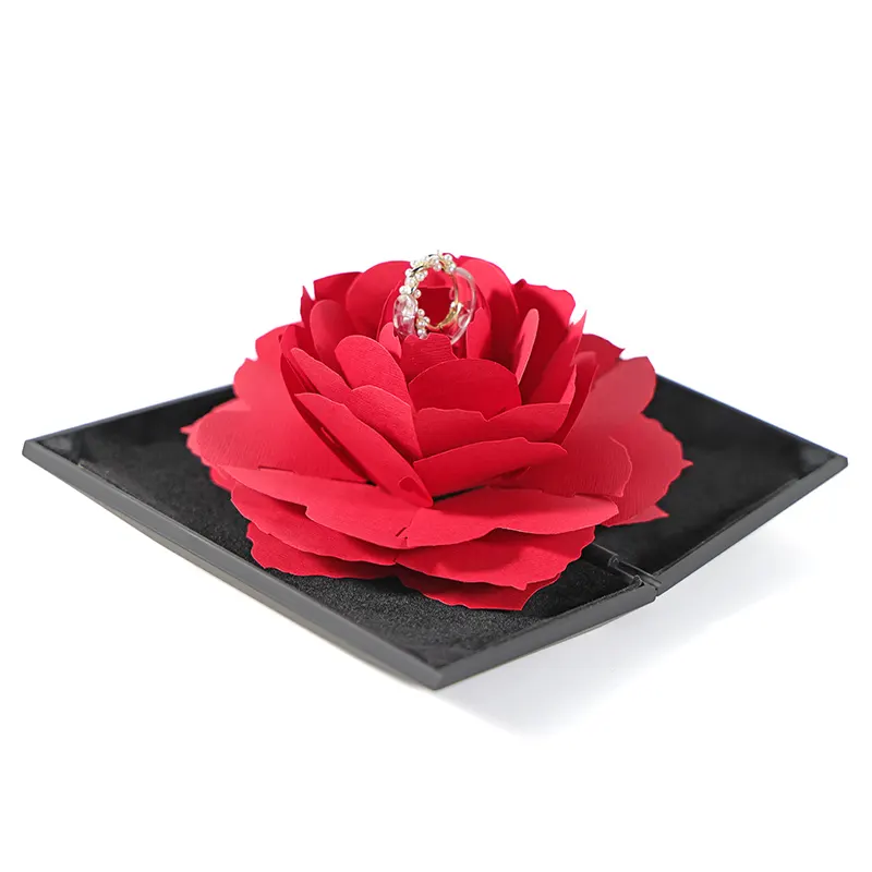Wholesale Plastic Special Rose Ring Boxes Jewellery Packaging Valentine'S Day Rose Ring Jewelry Gift Box