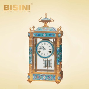 Exquisita <span class=keywords><strong>torre</strong></span> de <span class=keywords><strong>reloj</strong></span>, <span class=keywords><strong>reloj</strong></span> de mesa de cobre chapado en oro, clásico, colorido, con patrones florales, de escritorio esmaltado - Product Image 4