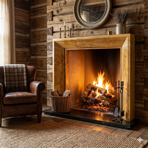 Chimenea Tradicional de Mármol con Tallado Ornamental, Chimenea de Mármol Dorado para Interiores, para Leña, para Comedor - Product Image 6