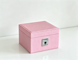 Leather Jewelry <strong>Case</strong> with Fingerprint Lock Drawer Wrap Premium Leather for Heirloom Makeup <strong>Vanity</strong> Storage - Product Image 5