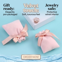 Pochette à bijoux carrée rose personnalisée en velours avec cordon de serrage, anti-poussière, pour rangement et emballage cadeau