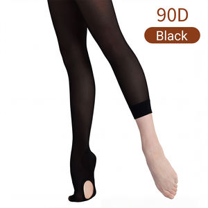 Toptan Özel Kadın ve Kız Çocukları 90D Bale Dönüştürülebilir Tayt Beyaz Naylon Yüksek Esneklikli Cilt Dostu Nefes Alabilen Külotlu Çorap - Product Image 3