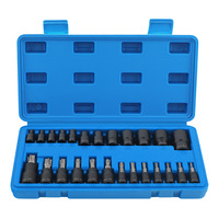 Set Bit Tekan Tipe E 25 Buah, Kunci Soket Bunga Tipe E, Obeng Kepala Soket Tipe T, Alat Kunci Pas