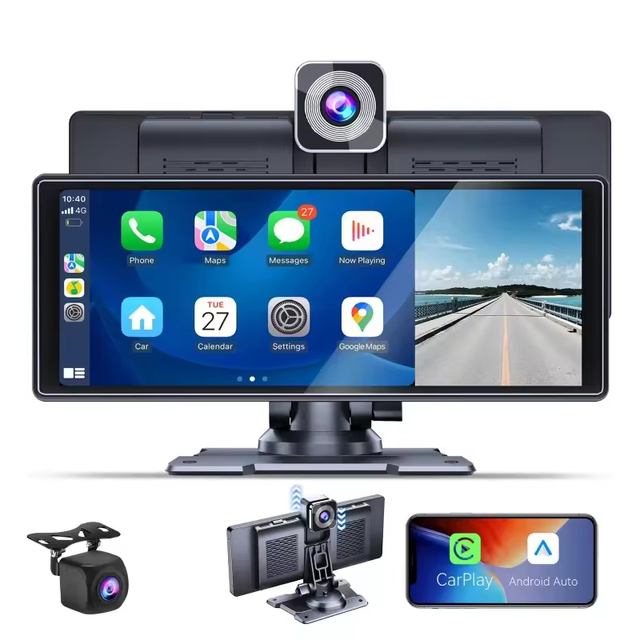10.26 Inch Wireless/Wired Apple CarPlay Android Auto and Mirror Link Touch Screen Portable Car Stereo Bluetooth Audio Car Screen