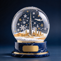 Globe à neige de Noël de luxe Dubaï Burj Khalifa, base en marbre personnalisée, résine, souvenir touristique, décoration, cadeau d'affaires, globe à neige personnalisé