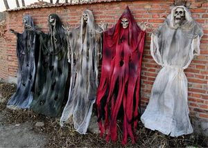 DAMAI Halloween Scary Ghost Skeleton Props Big Animated Hanging Ghost Decoration for Outdoor Yard Bar Party Ornament Red - Product Image 5