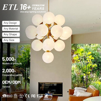 Lustre suspendu en verre artistique moderne fait main avec LED pour villa, escalier, salon, salle à manger