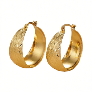 Orecchini a Cerchio E4479 in Oro per Donna, Gioielli Placcati Oro per Uso Quotidiano - Product Image 1
