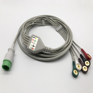 Câble <span class=keywords><strong>ECG</strong></span> 6 broches 3/5 fils compatible avec le moniteur médical <span class=keywords><strong>Zoncare</strong></span> Hwatime - Product Image 1